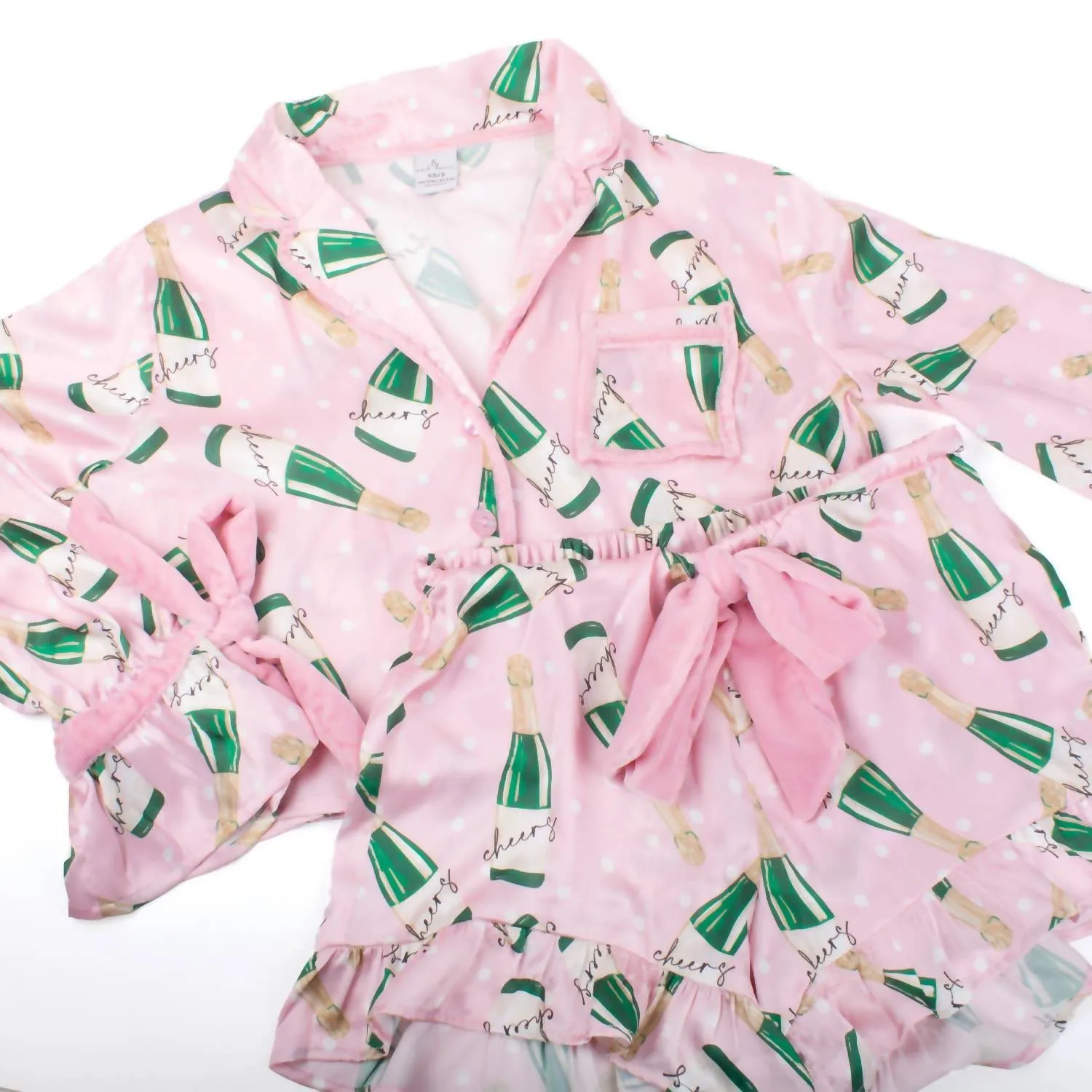 8 Oak Lane - Dot Satin Ruffle Short Set Pajama