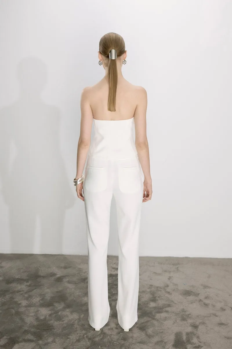 ARCED CREPE TROUSERS IN BLANCHE
