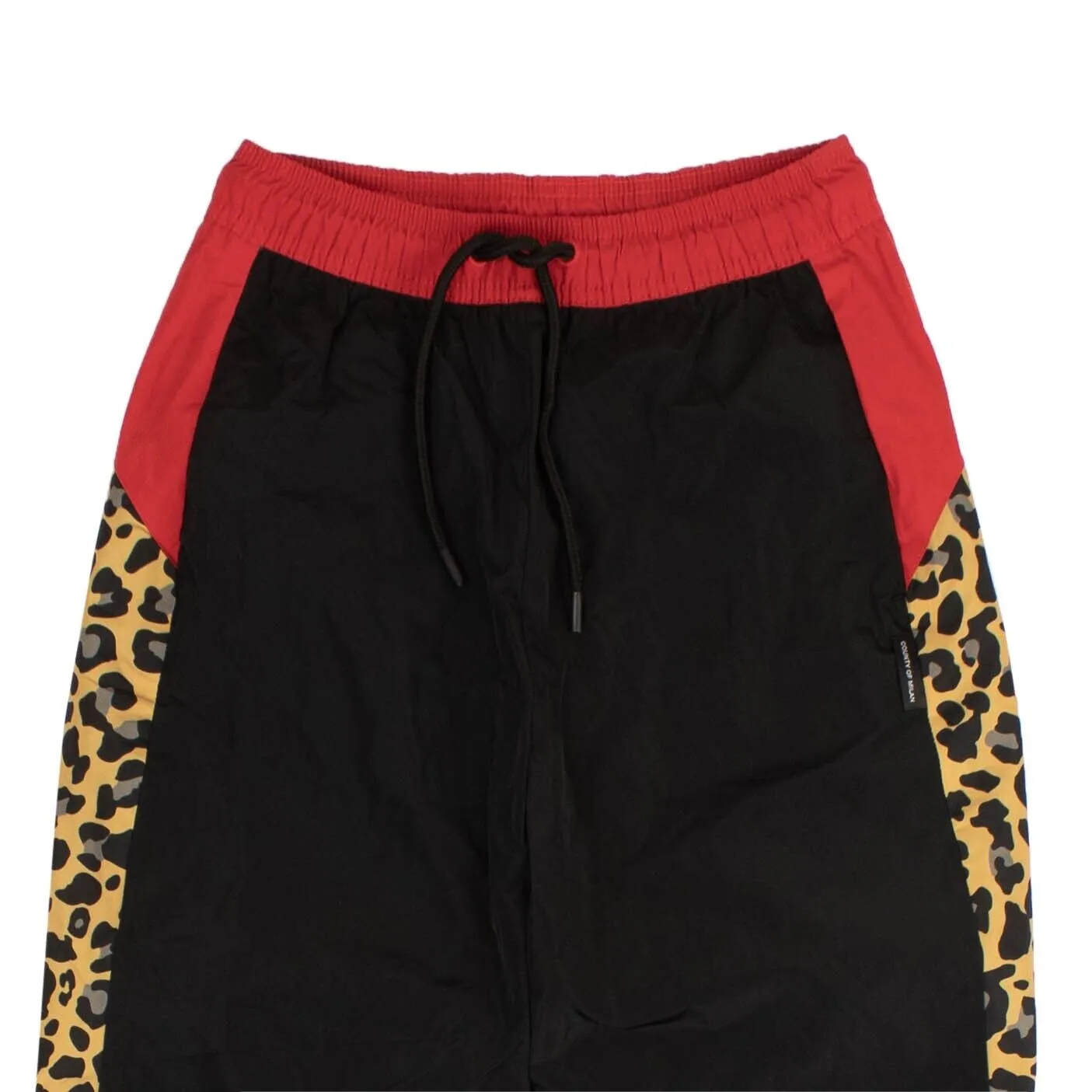 Black And Red Leopard Block Pants