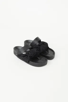 Black Leather Knotted Strap Sandal
