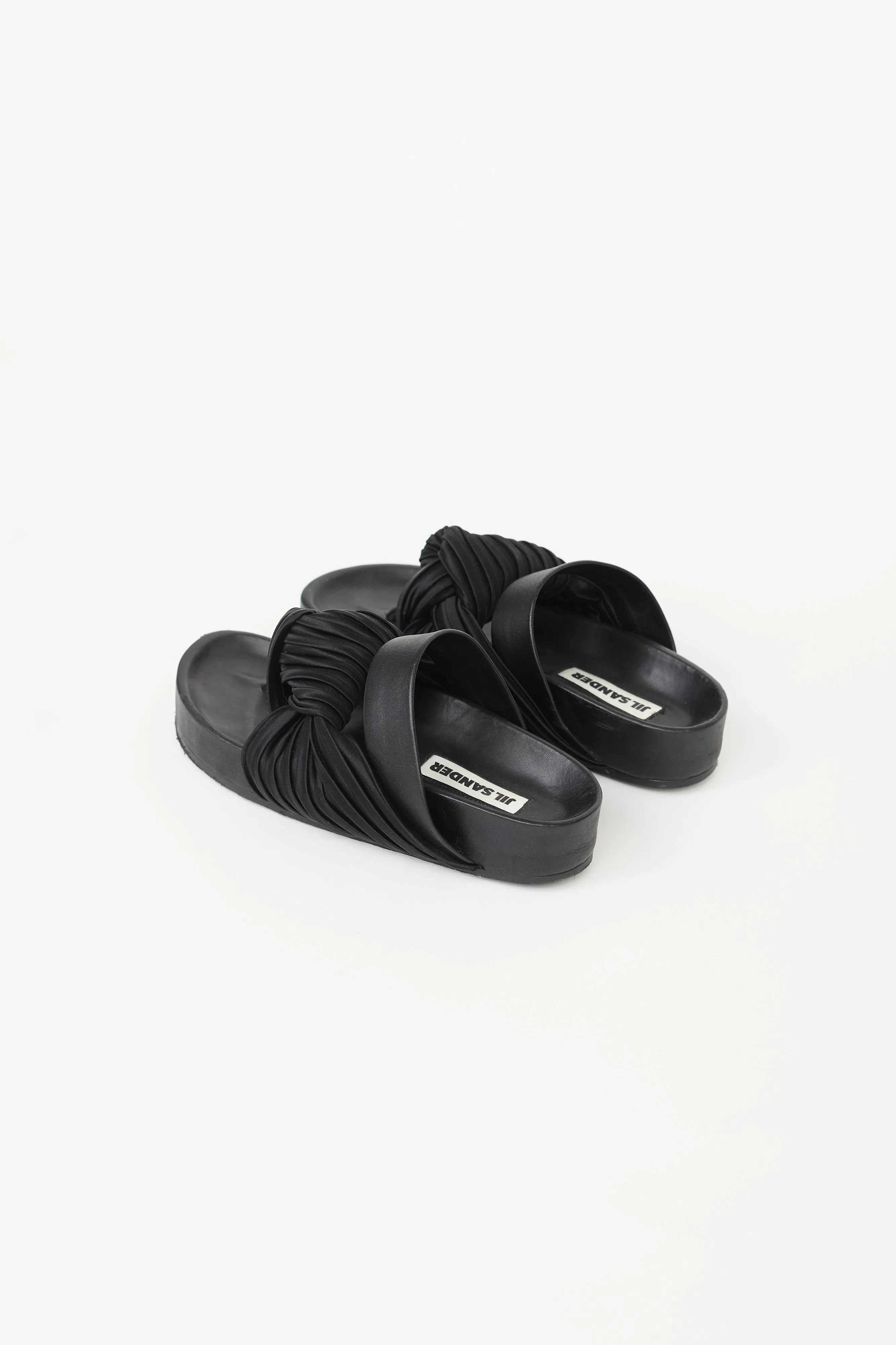 Black Leather Knotted Strap Sandal