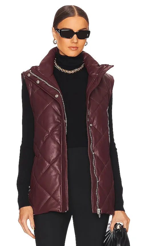 BLANKNYC Faux Leather Vest in Burgundy