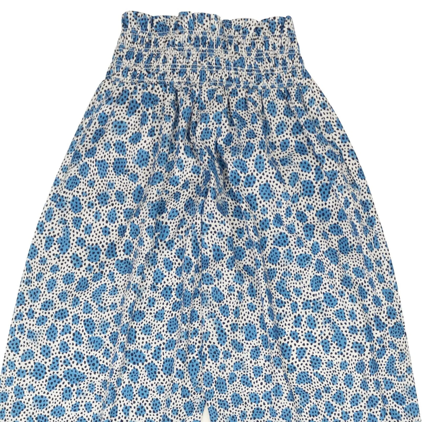 Blue Polyester Leopard Print Pull On Pants
