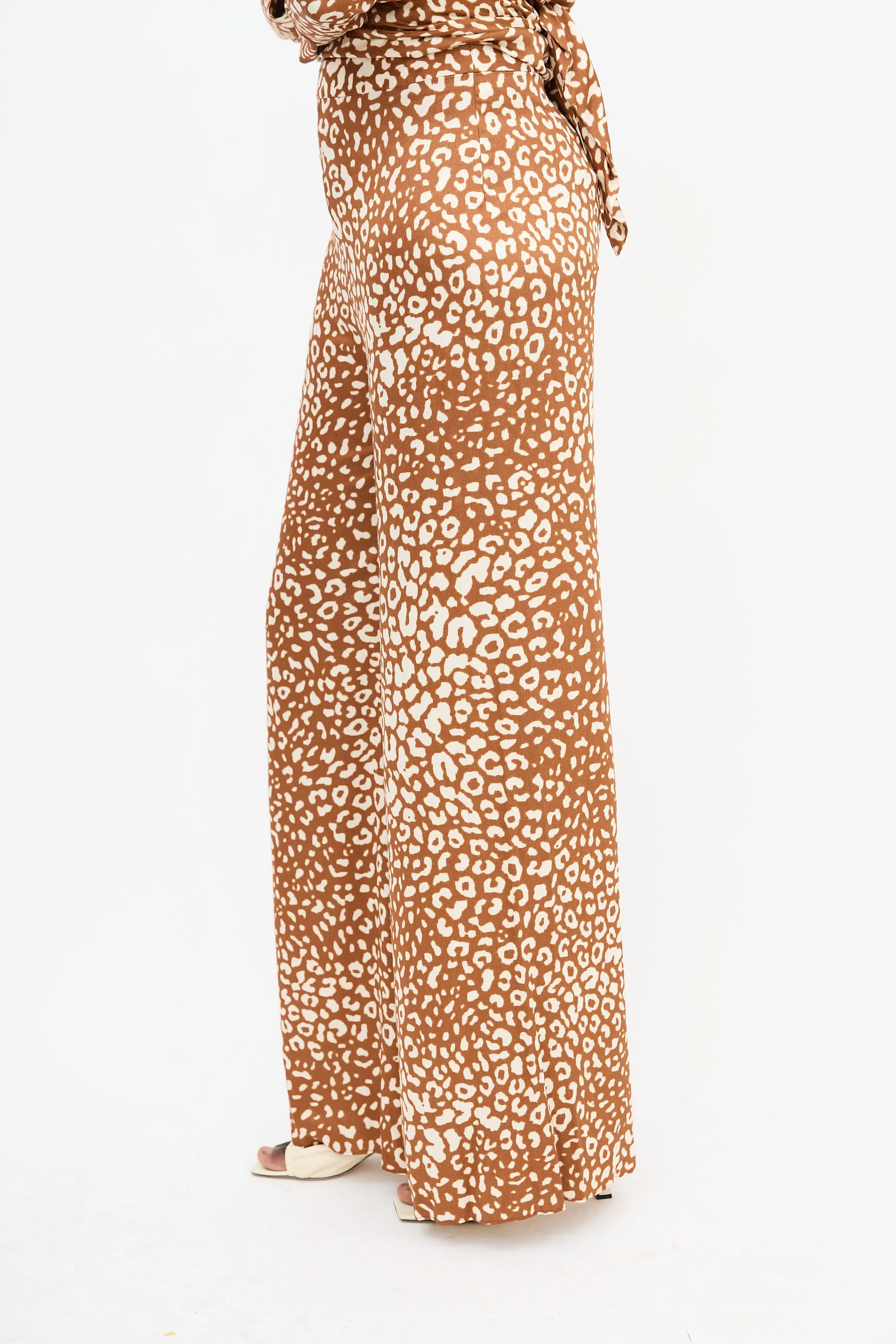 Brown & Cream Wide Leg Pant
