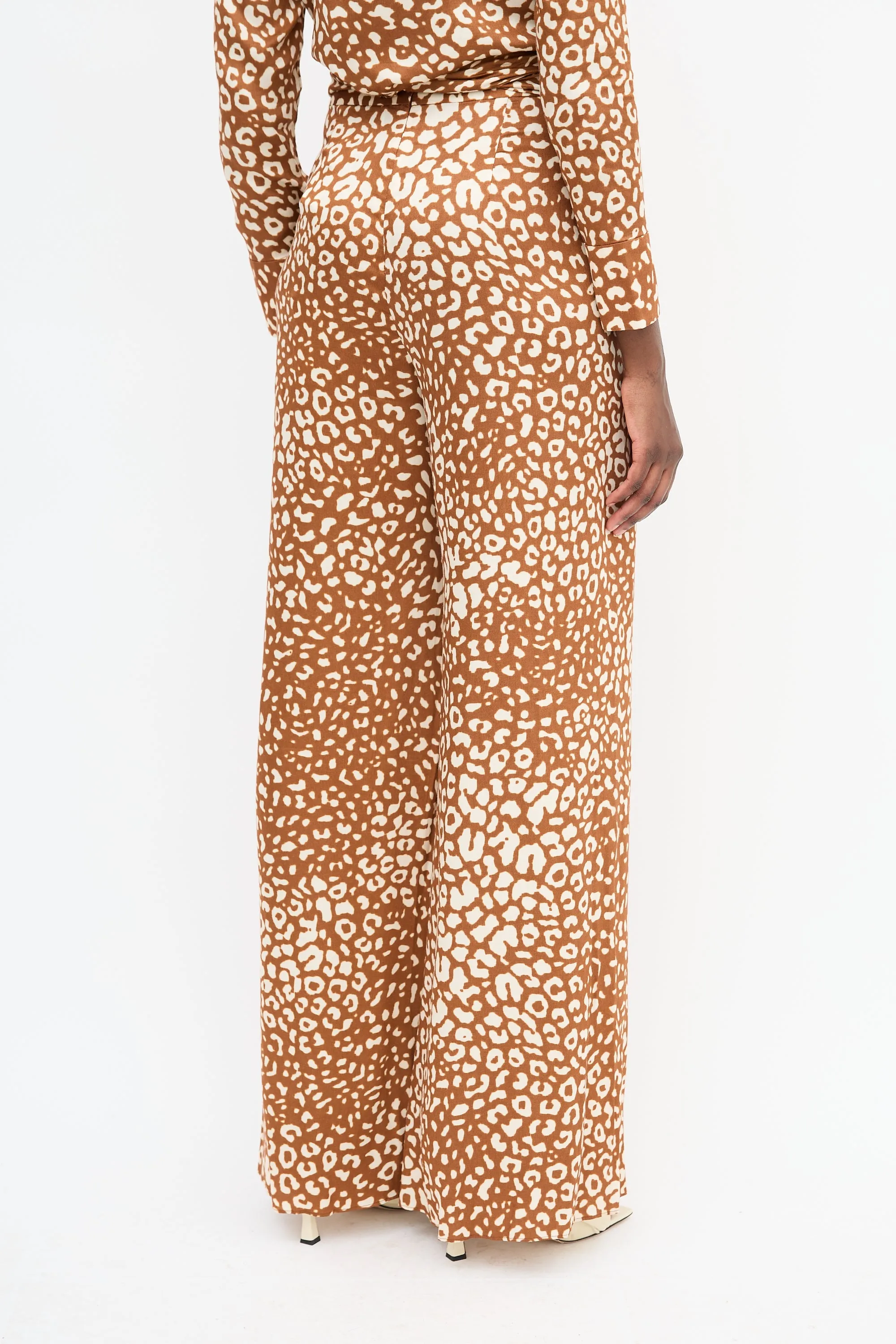 Brown & Cream Wide Leg Pant