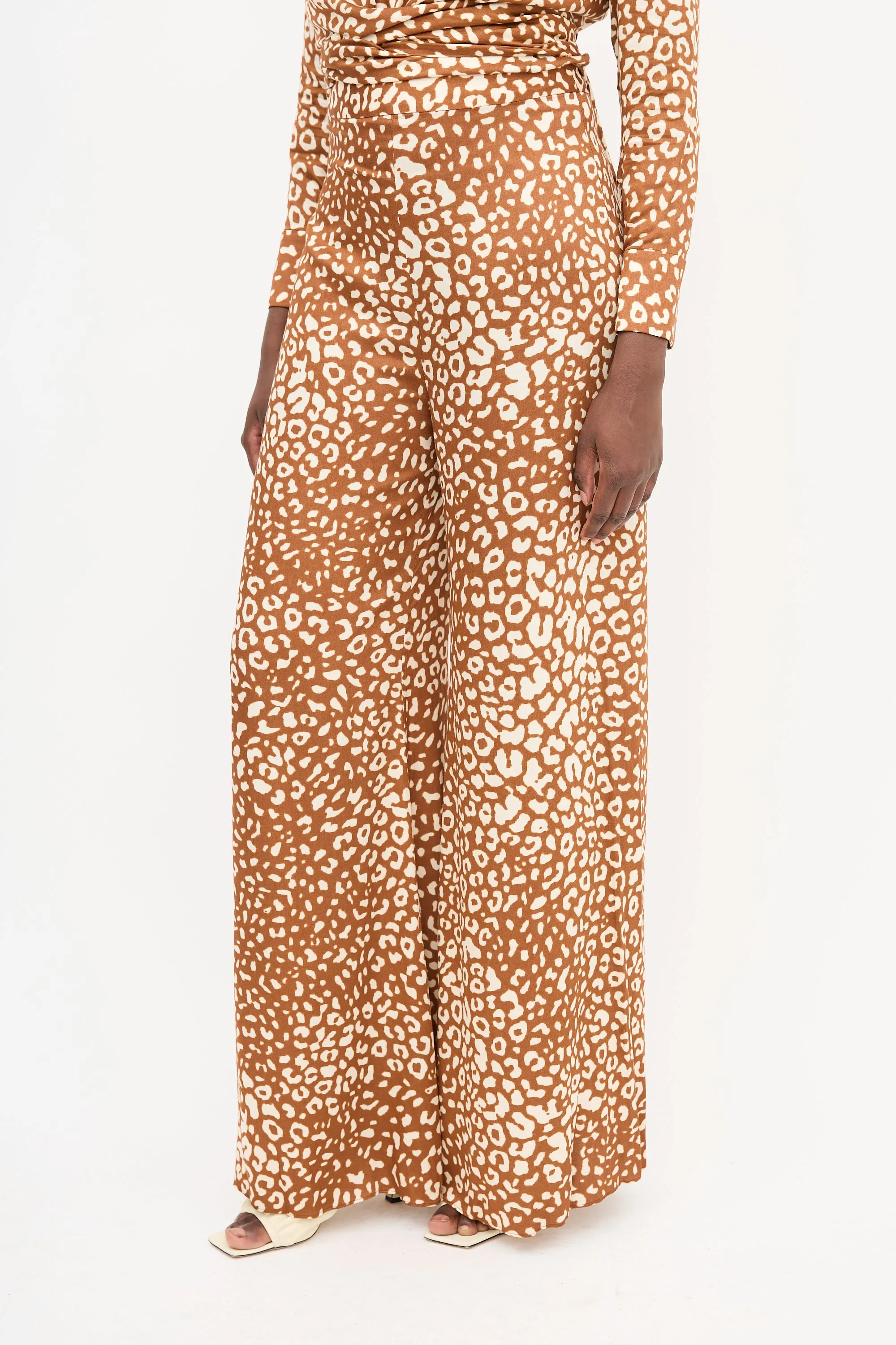 Brown & Cream Wide Leg Pant