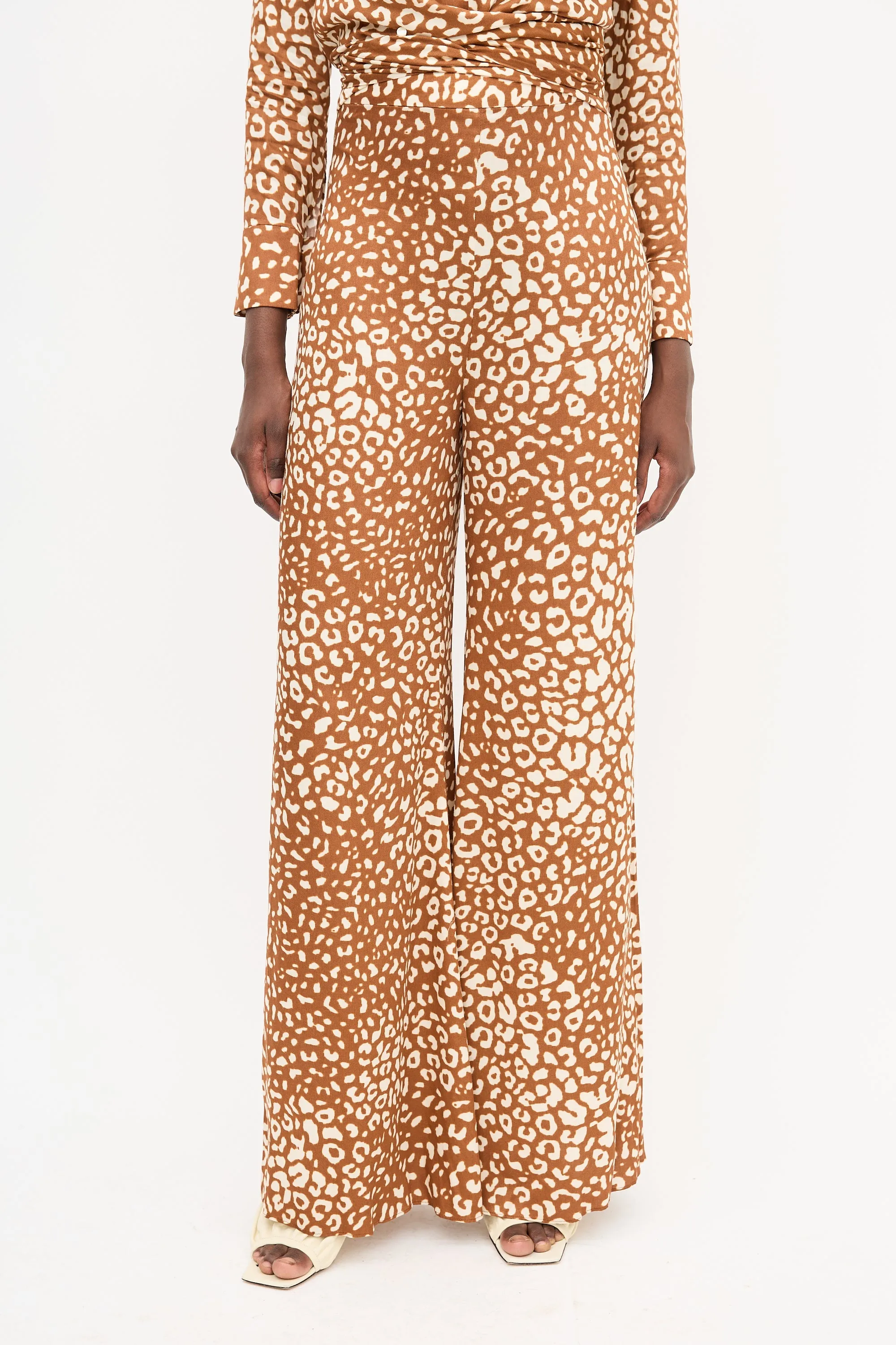 Brown & Cream Wide Leg Pant