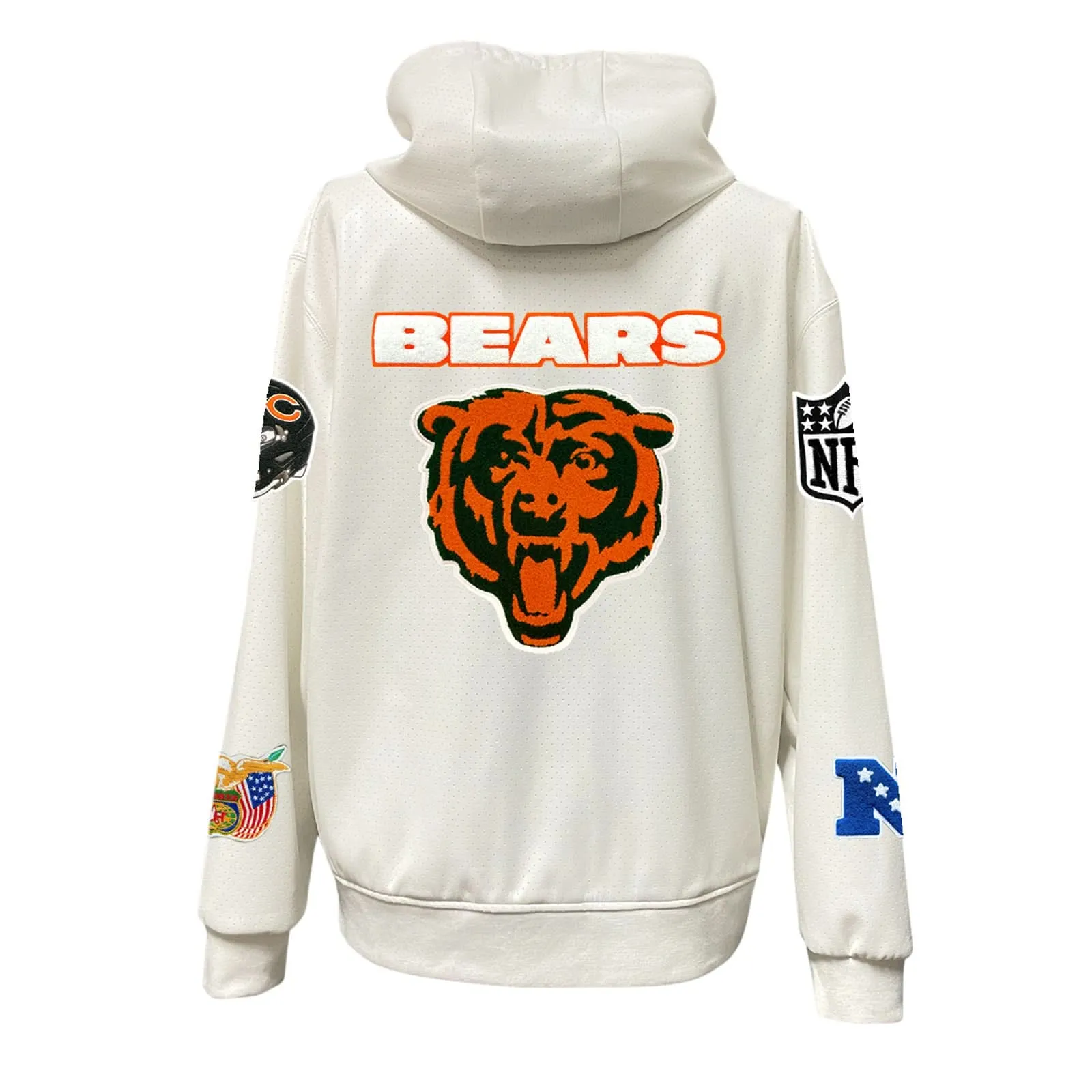 CHICAGO BEARS LIGHTWEIGHT VEGAN ZIP-UP HOODED JACKET WHITE