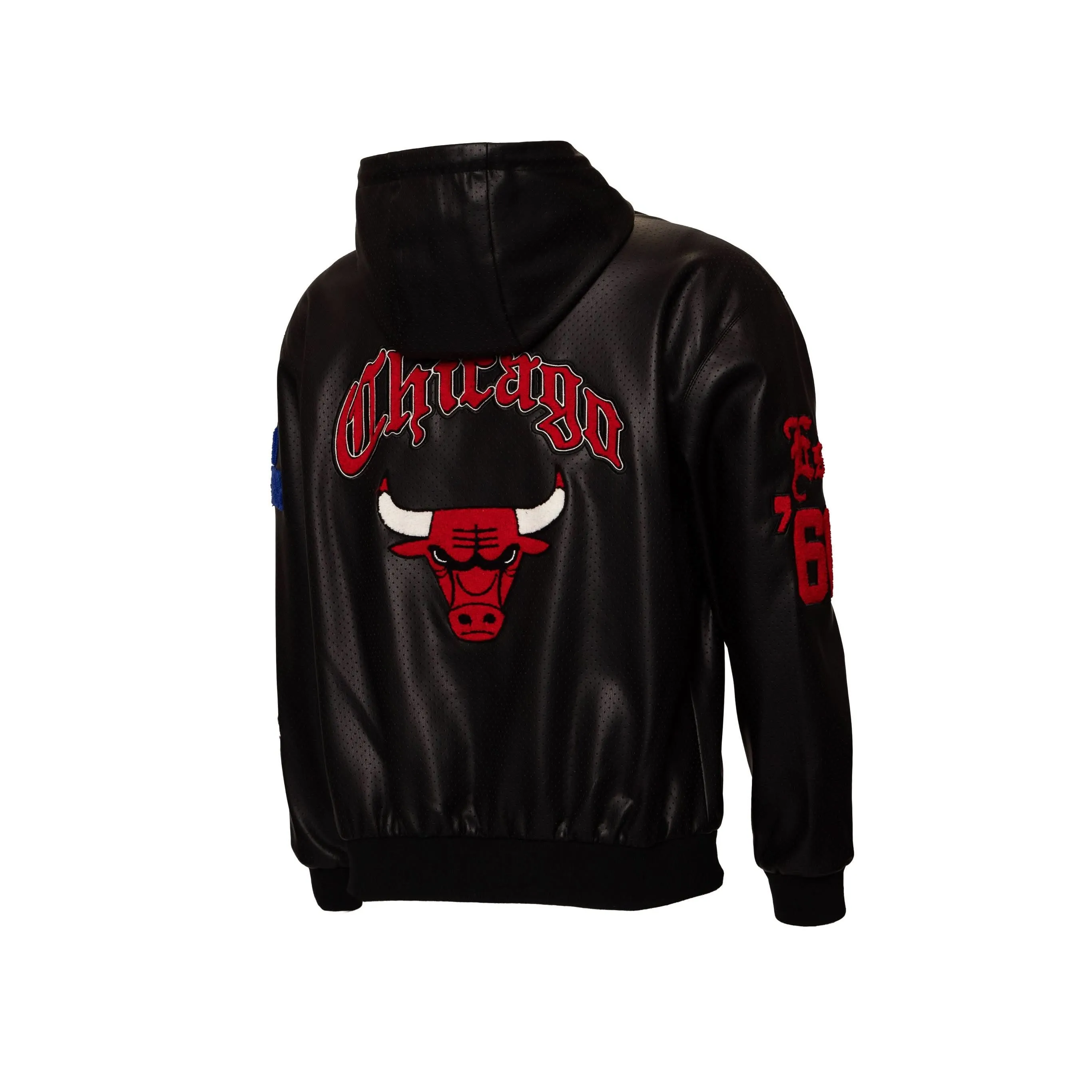 CHICAGO BULLS 1966 LIGHTWEIGHT VEGAN ZIP-UP HOODED JACKET Black