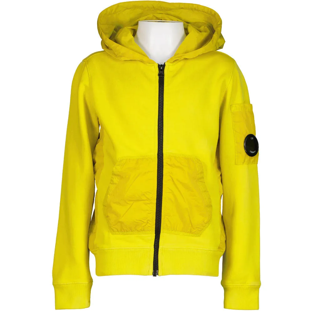 C.P. Junior Zip Up Mixed Hooded Lens Sweatshirt
