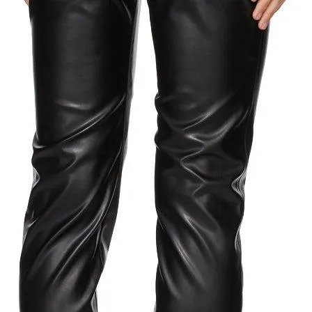 DRAE Black Faux-Leather Legging Trousers