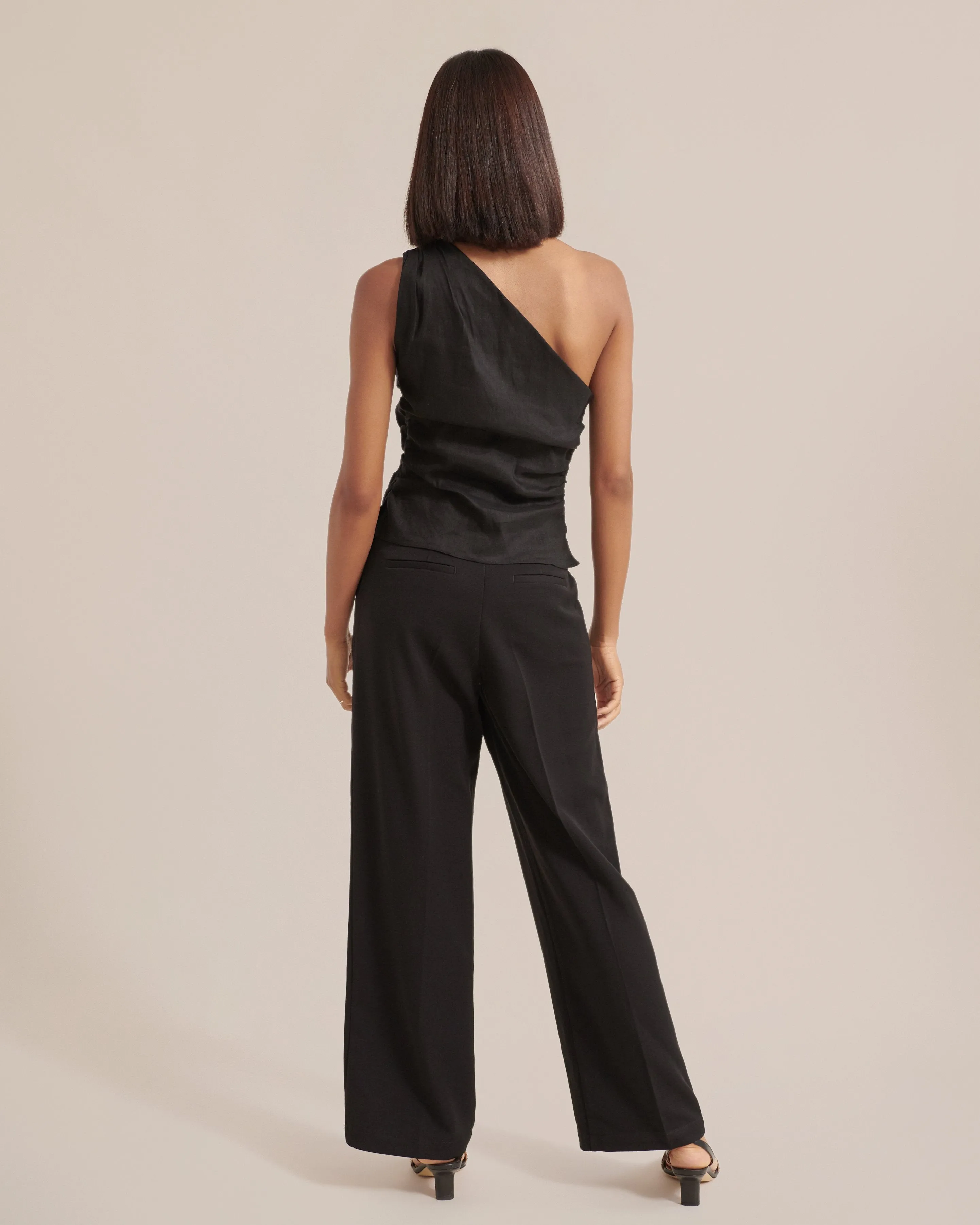 Laurie One-Shoulder Linen Blouse