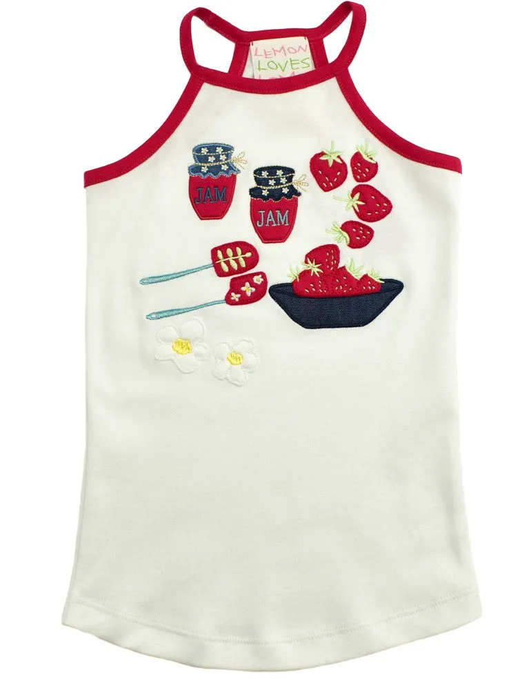 Lemon Loves Lime Girls White / Red / Blue Jamma Party Tank Top