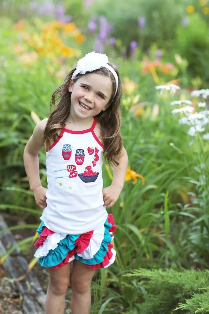 Lemon Loves Lime Girls White / Red / Blue Jamma Party Tank Top