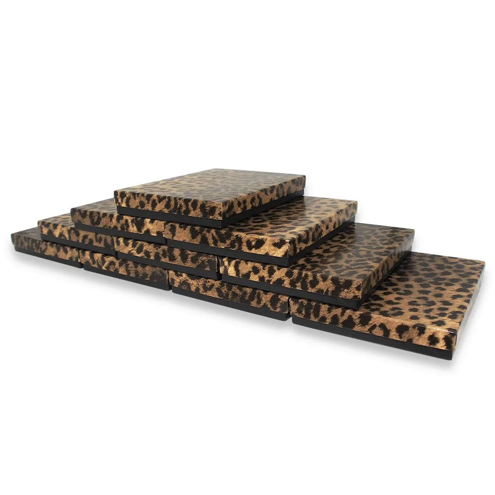Leopard Print Cotton Filled Boxes - (10 Boxes/Pack) - 7 Sizes Available!