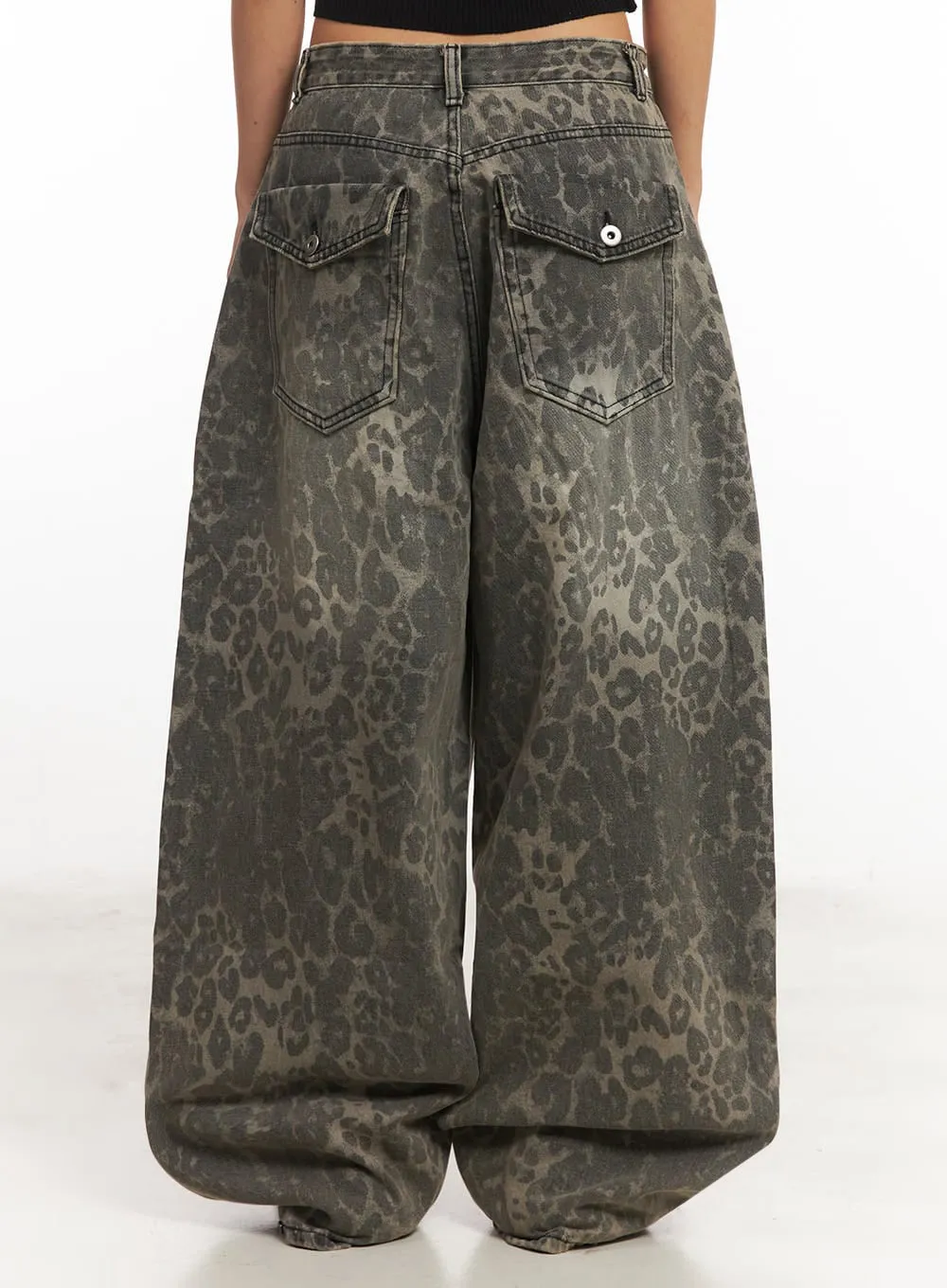 Leopard-Print Wide-Leg Pants IA517