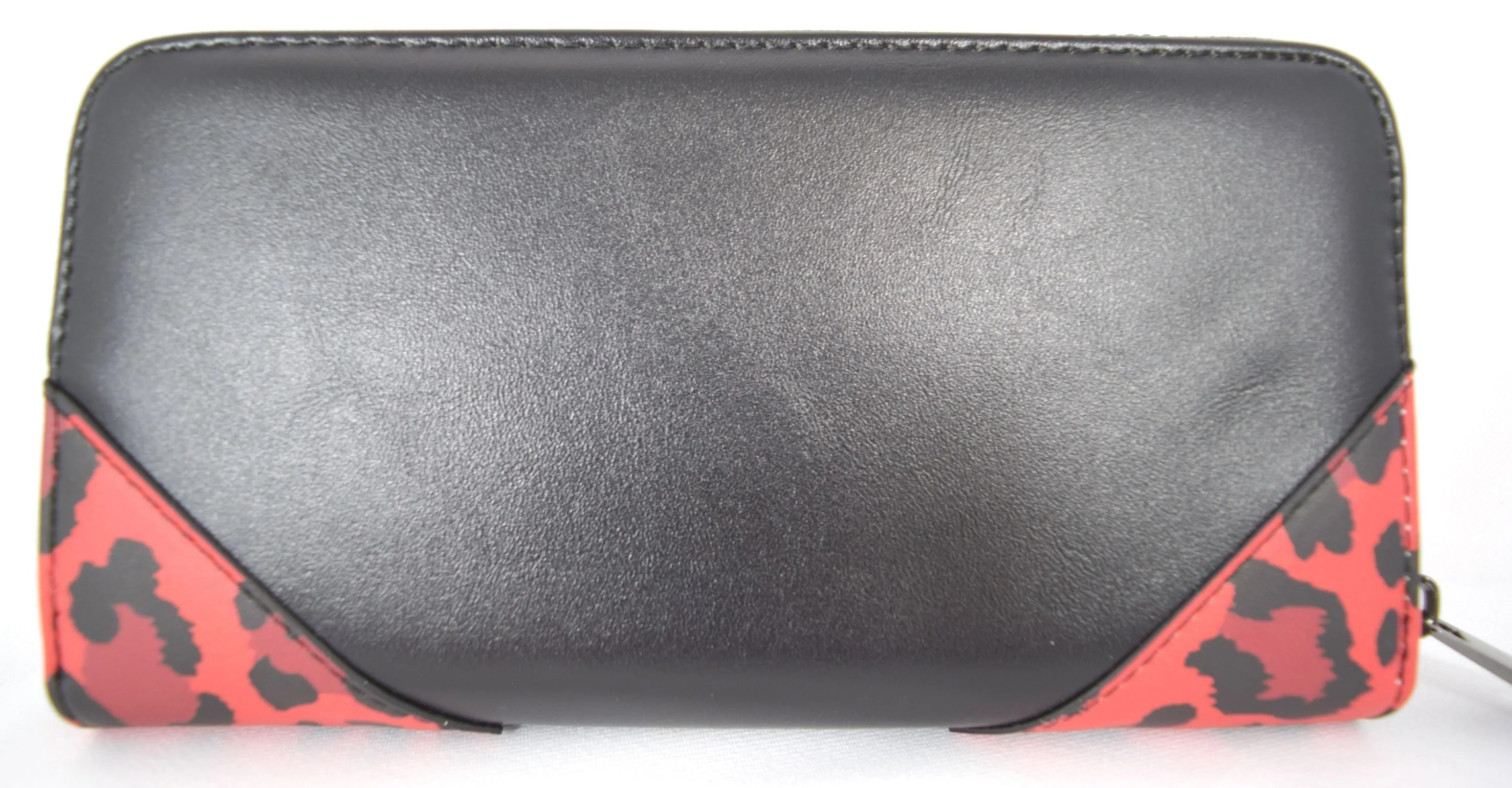 Lost Queen Rockabilly Rose Red Leopard Print Zip Around Wallet