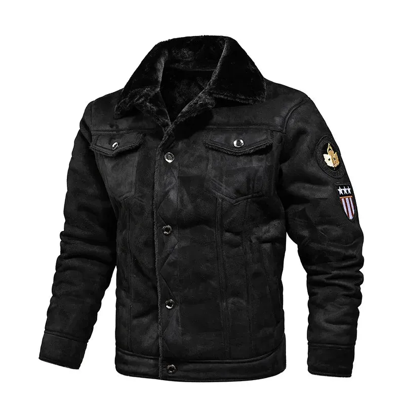 Men Autumn Winter Leather Bomber Jacket Zipper Motorcycle Faux Fur Coat Male Thicken Fleece Pilot Black Brown Pu Leather Coats