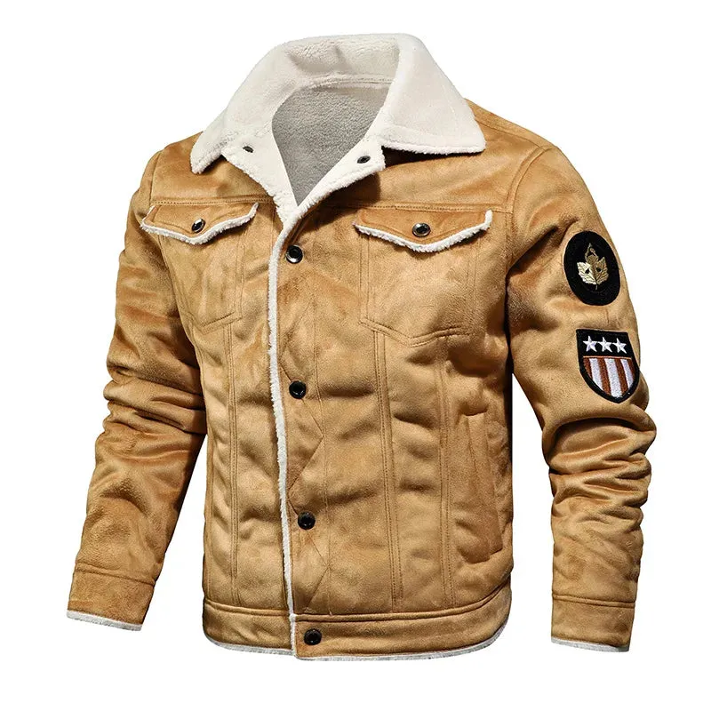 Men Autumn Winter Leather Bomber Jacket Zipper Motorcycle Faux Fur Coat Male Thicken Fleece Pilot Black Brown Pu Leather Coats