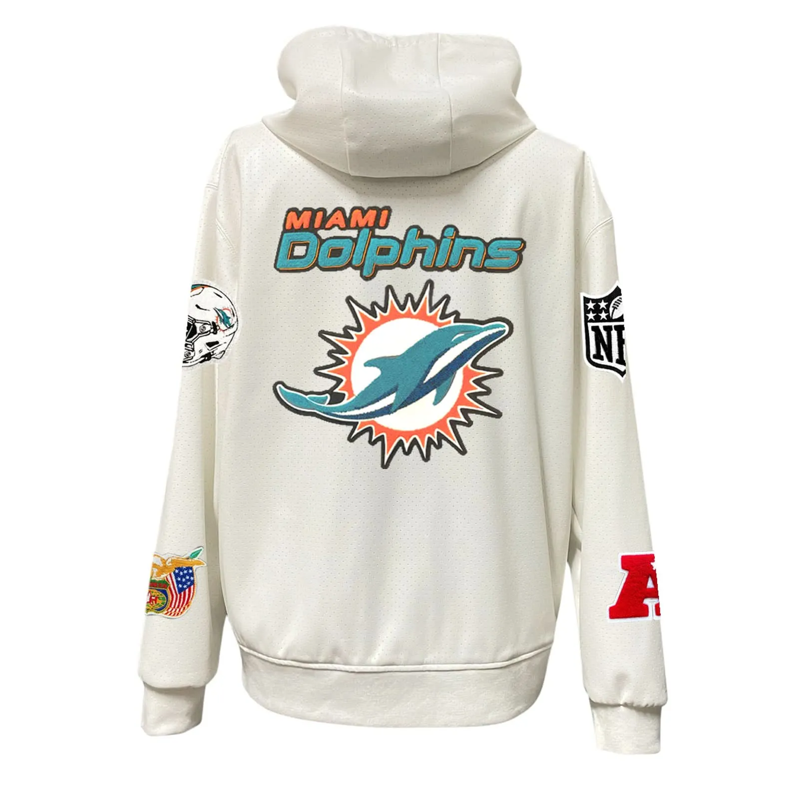 MIAMI DOLPHINS LIGHTWEIGHT VEGAN ZIP-UP HOODED JACKET WHITE
