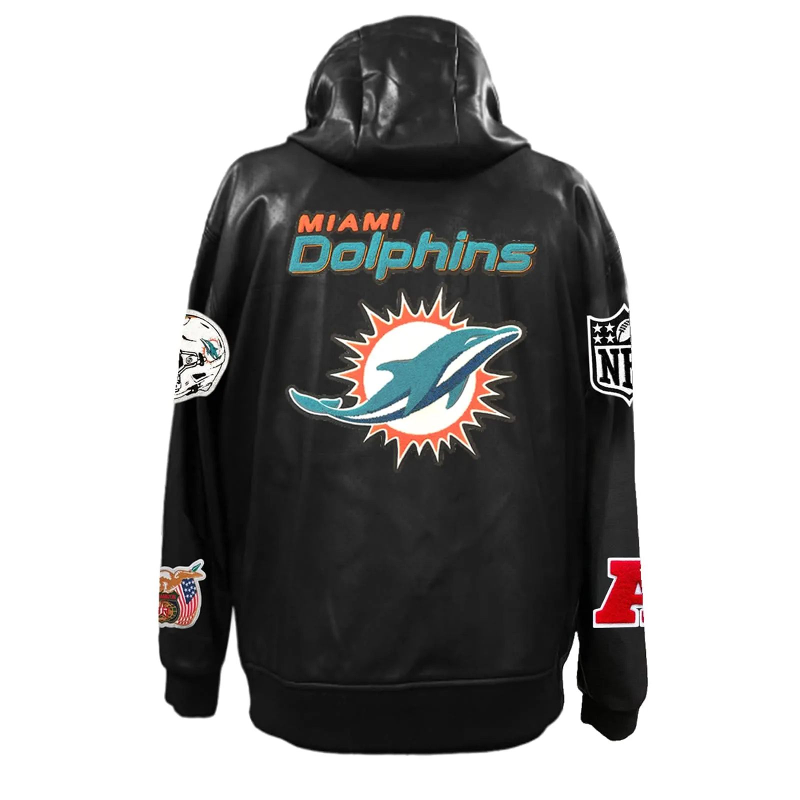 MIAMI DOLPHINS LIGHTWEIGHT VEGAN ZIP-UP HOODED JACKET
