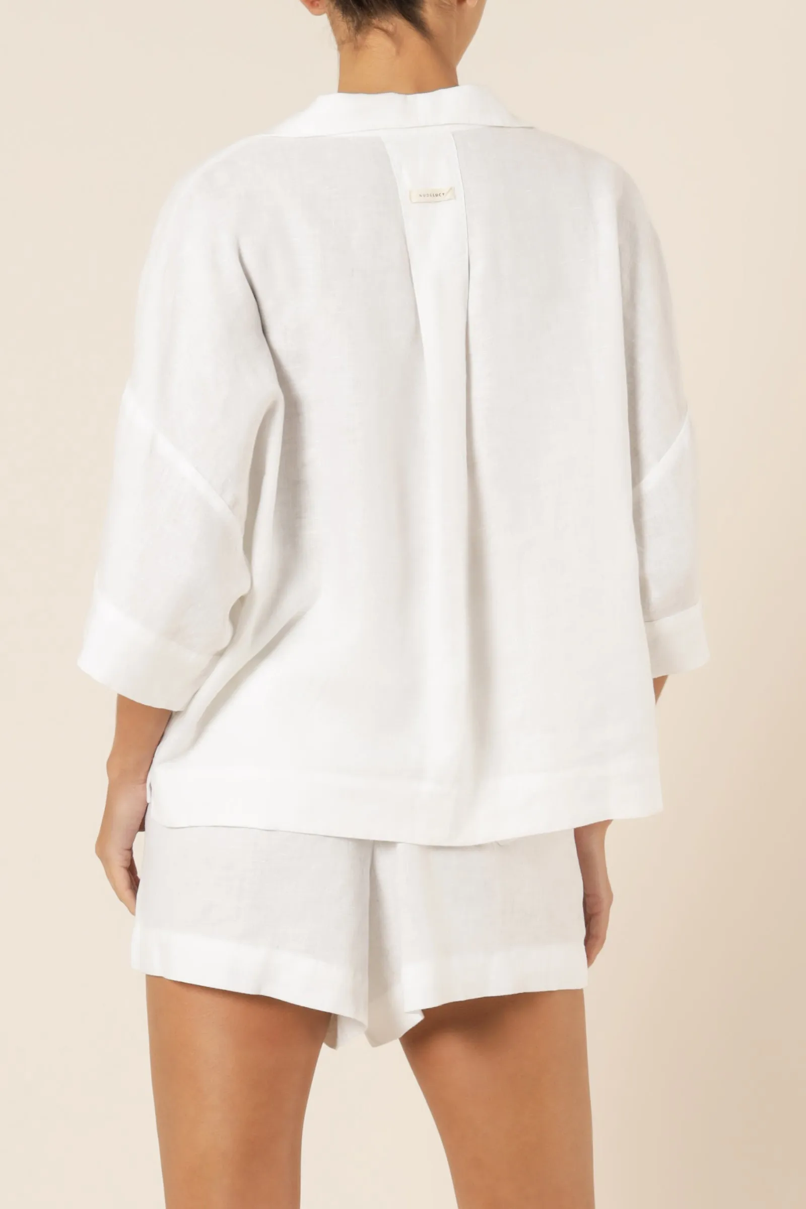 NUDE LOUNGE LINEN SHORT | WHITE