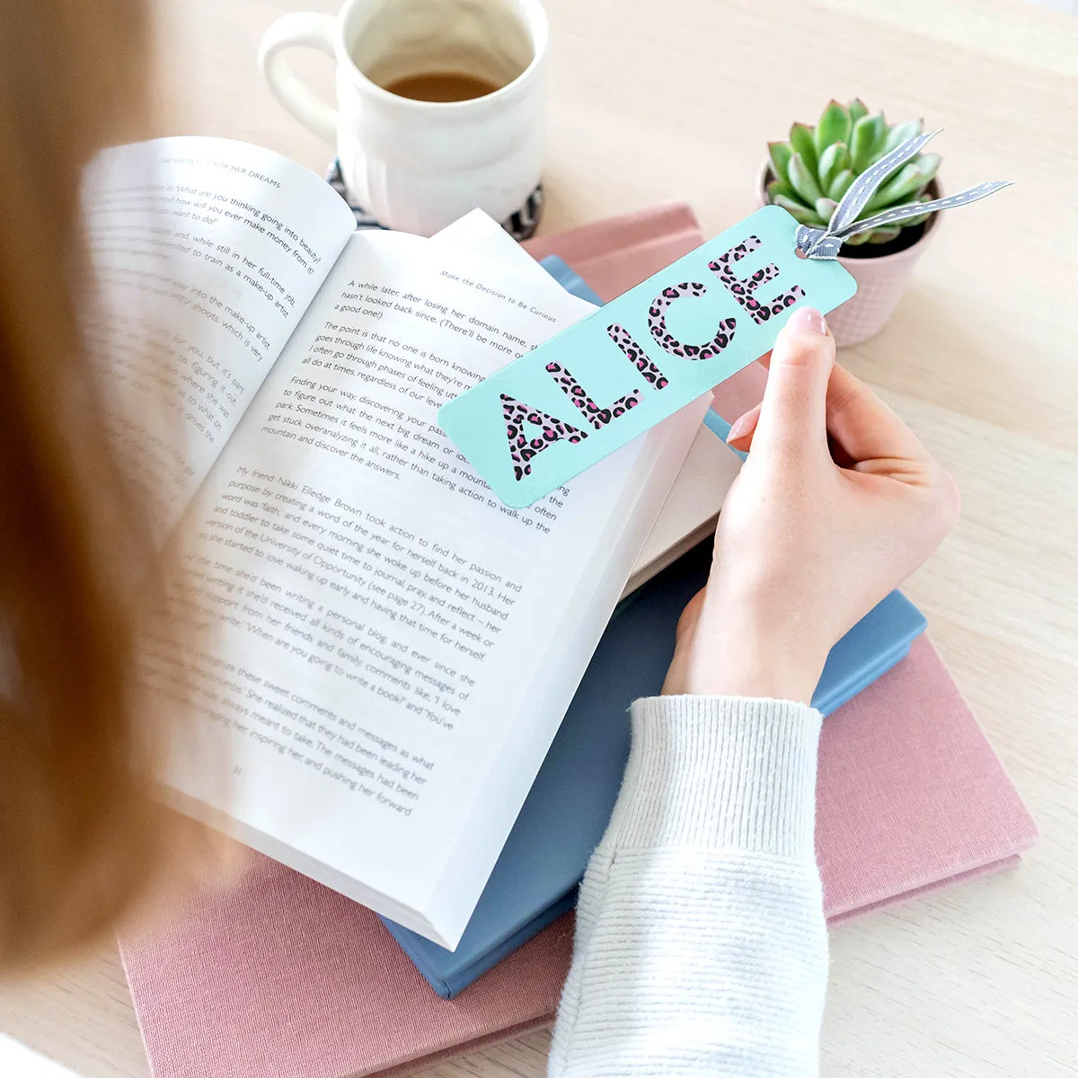 Personalised Leopard Print Name Metal Bookmark