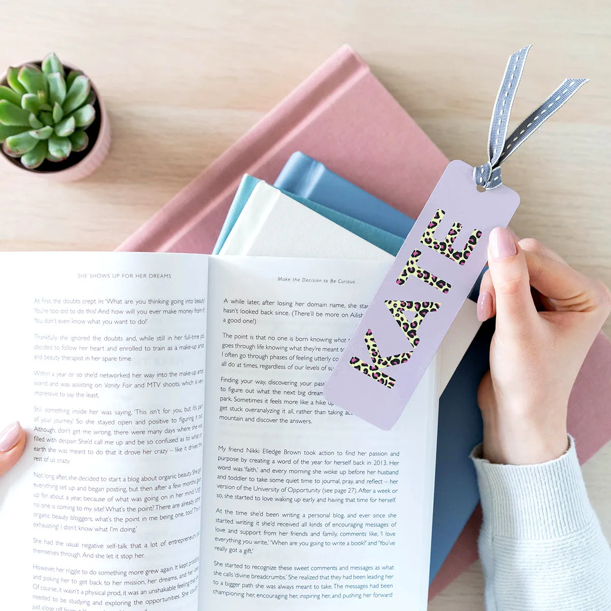 Personalised Leopard Print Name Metal Bookmark