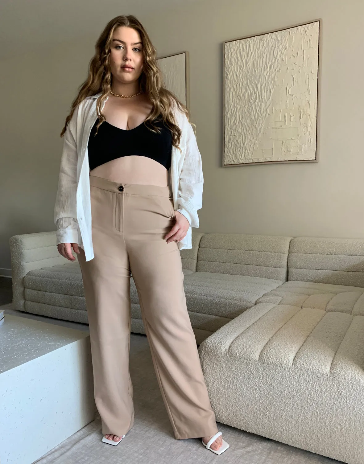 Plus Size Solid Trouser Pants