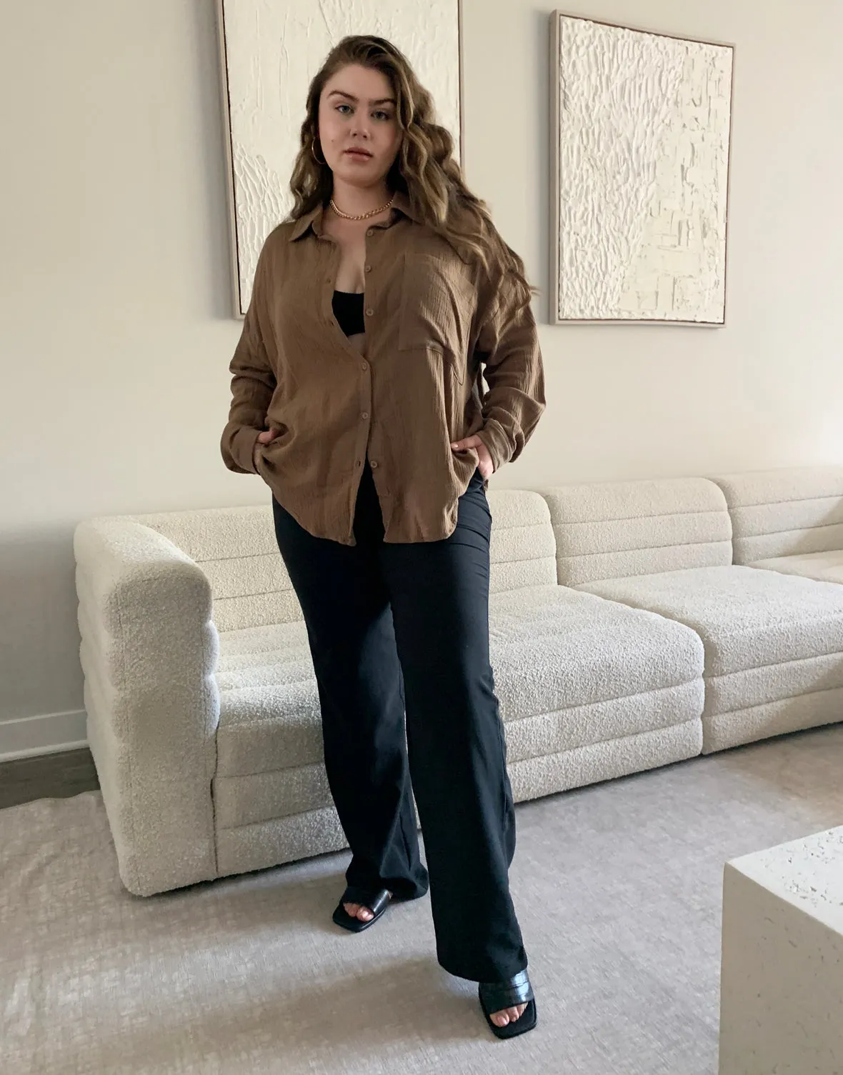 Plus Size Solid Trouser Pants