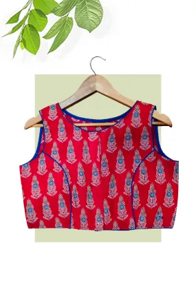 Red Sleeveless Printed Blouse chest 34