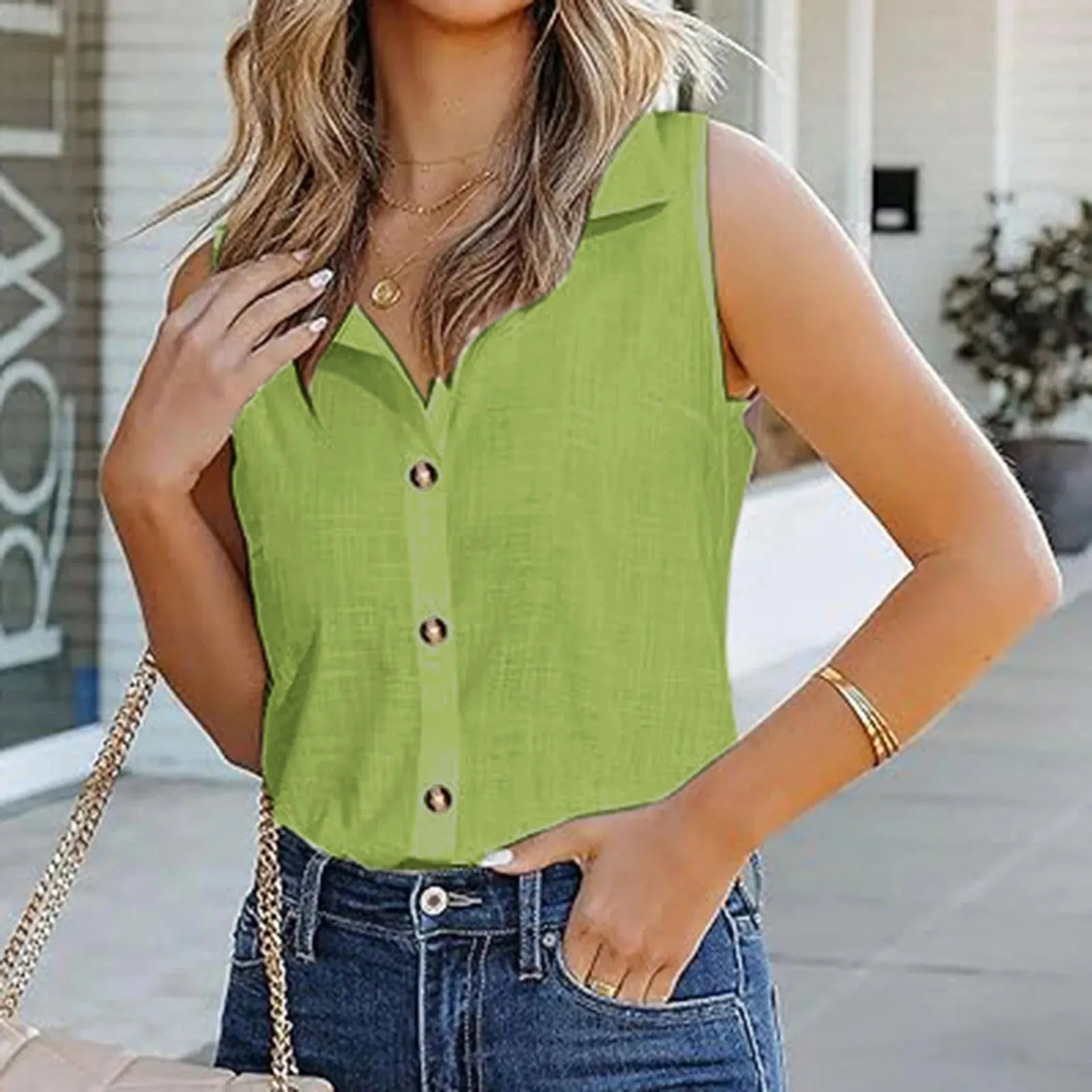 Solid Sleeveless Business Work Top